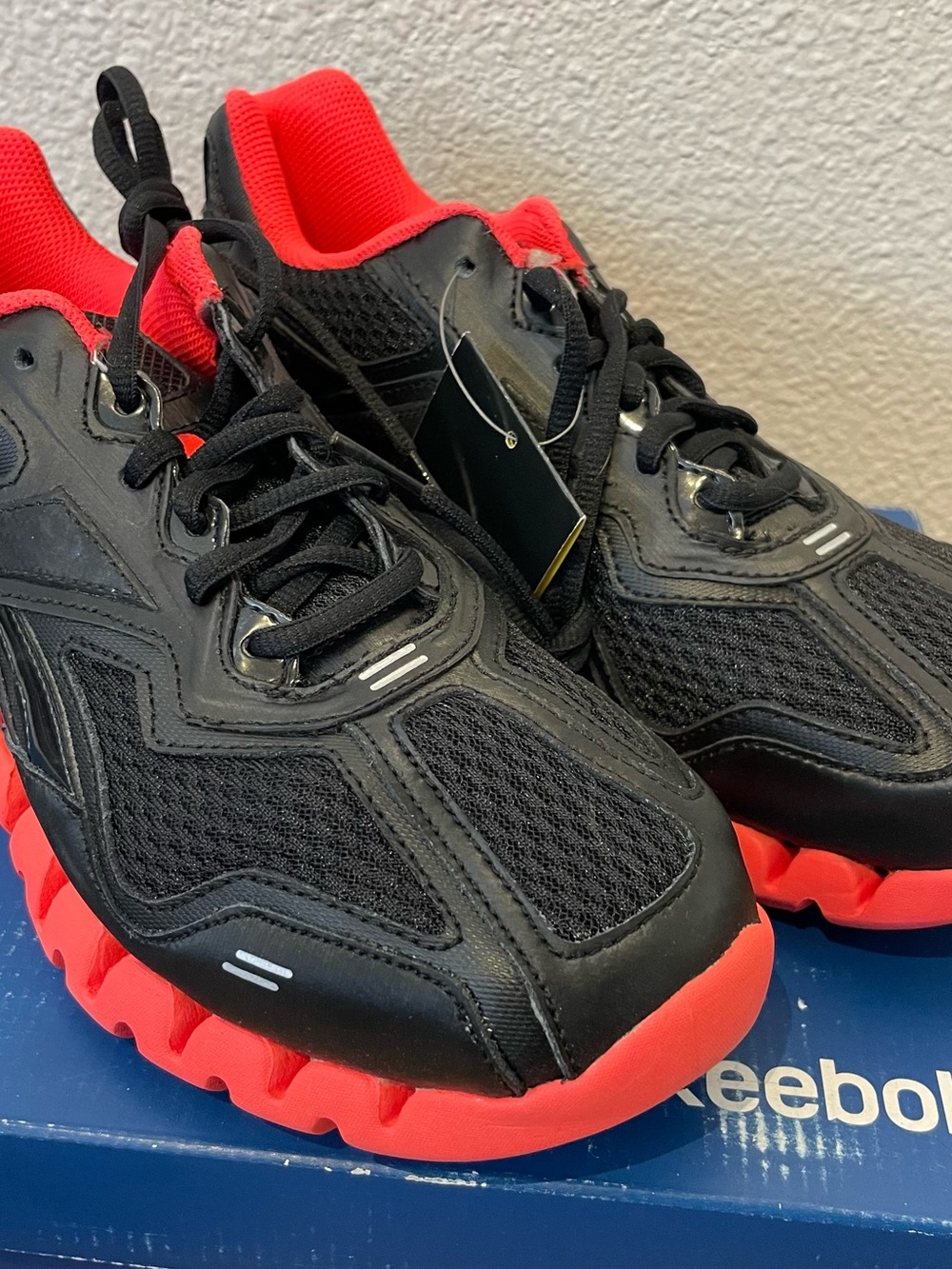 Reebok Kids Black and Red Mesh Athletic Sneakers